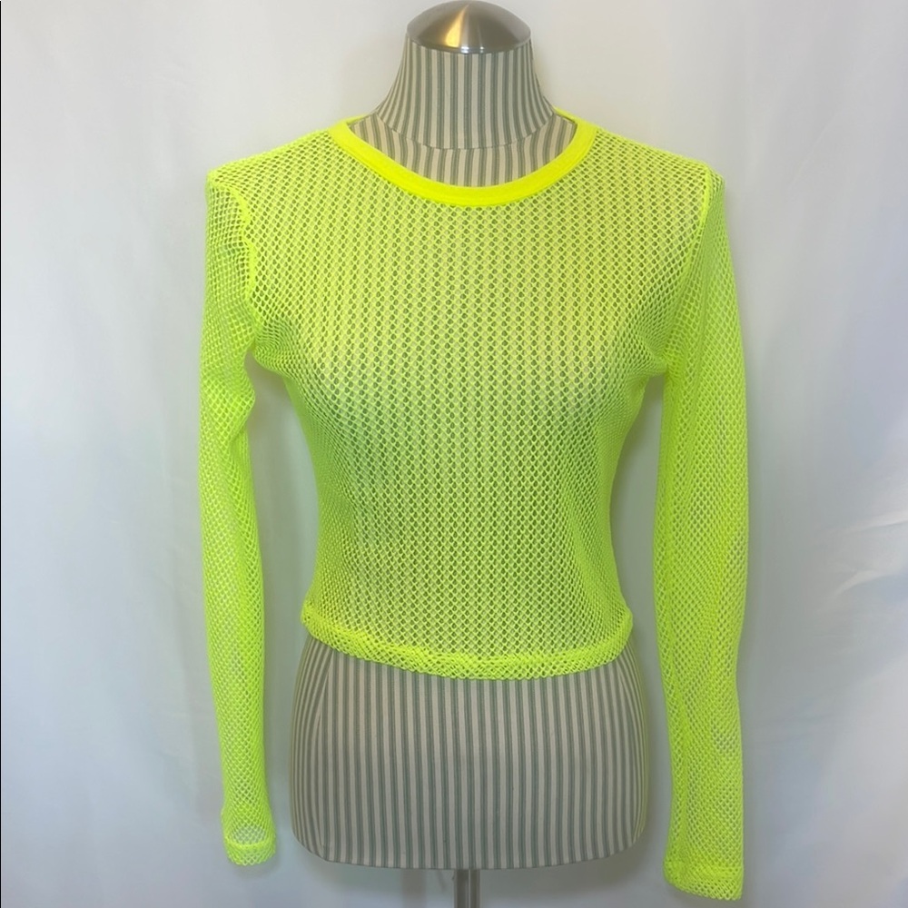 Neon Yellow Mesh Long Sleeve Top